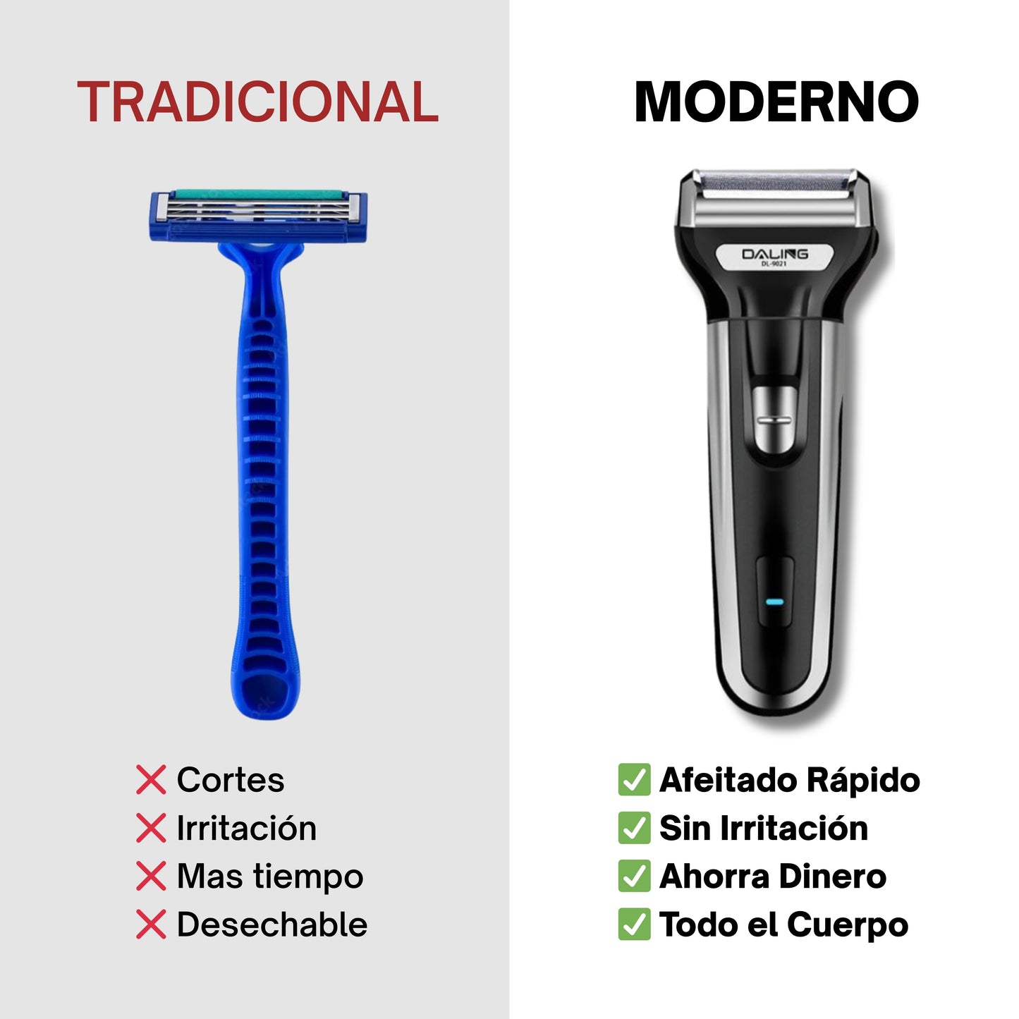Afeitado suave cuerpo y barba 3 en 1 - Recargable