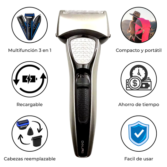 Afeitado suave cuerpo y barba 3 en 1 - Recargable