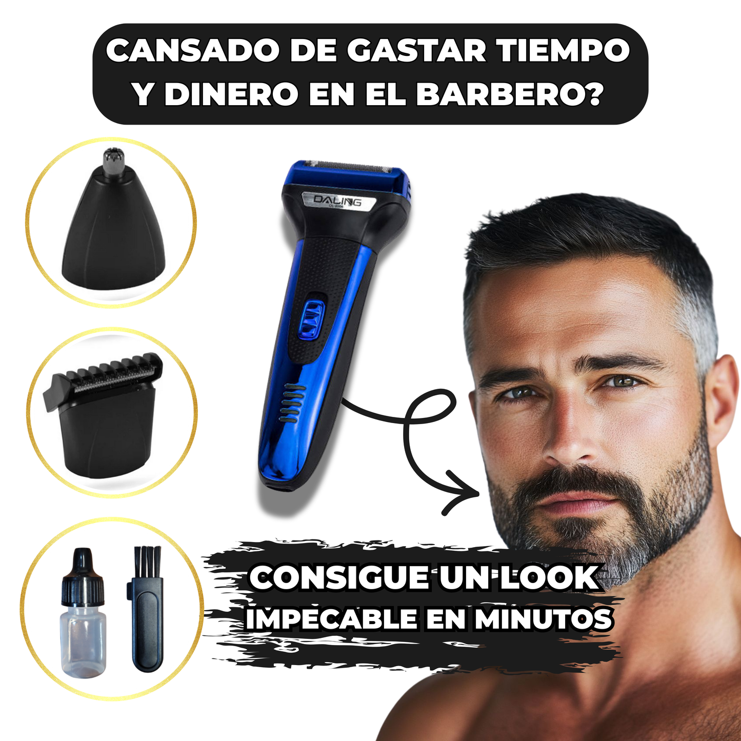 Afeitado suave cuerpo y barba 3 en 1 - Recargable